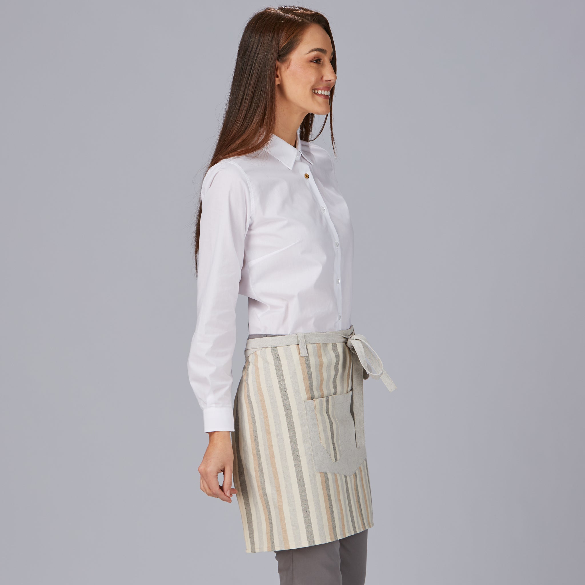 GARY'S Aprons tablier court rayé gris 45x74 cm