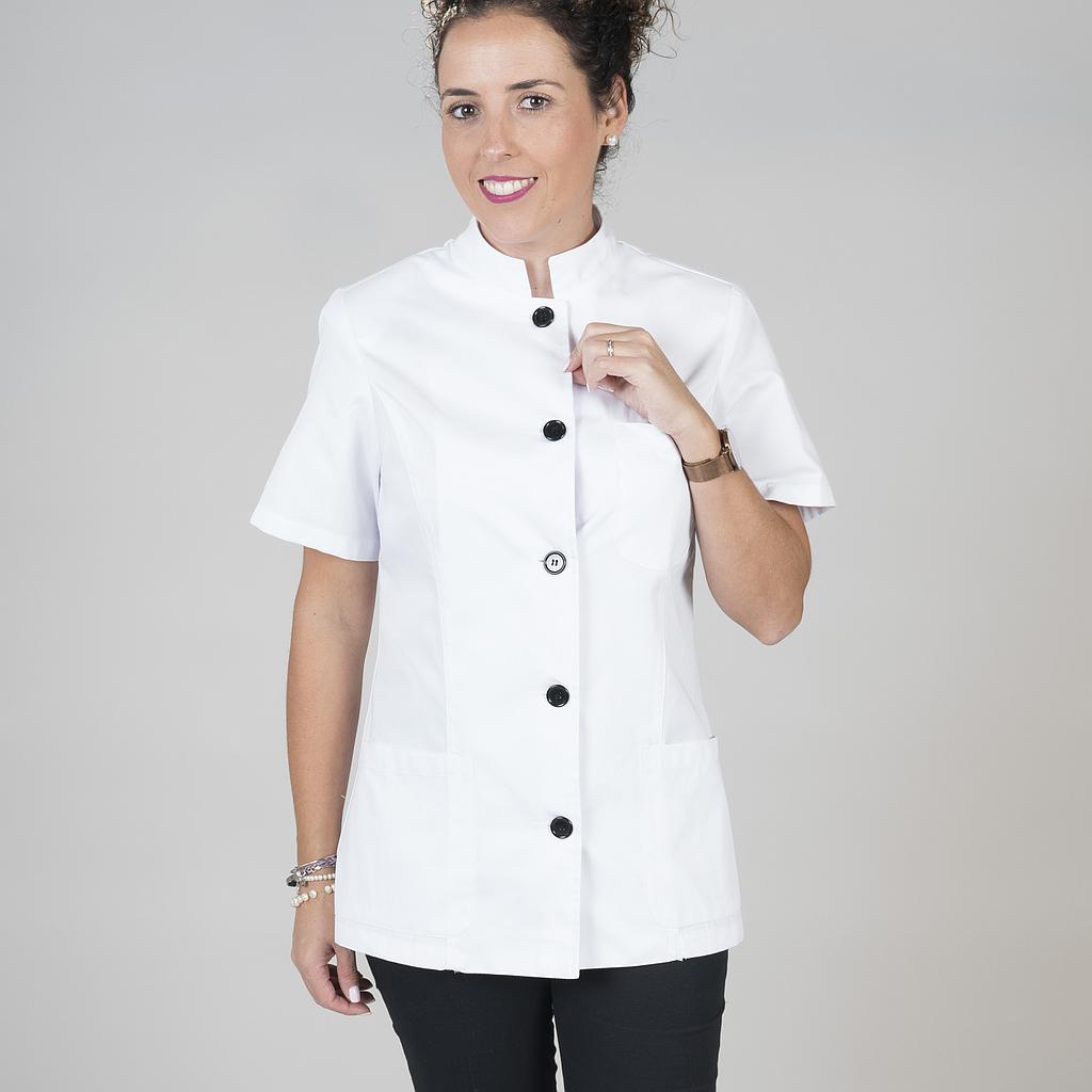 GARY'S Grandad Collar blouse travail femme blanche manches courtes