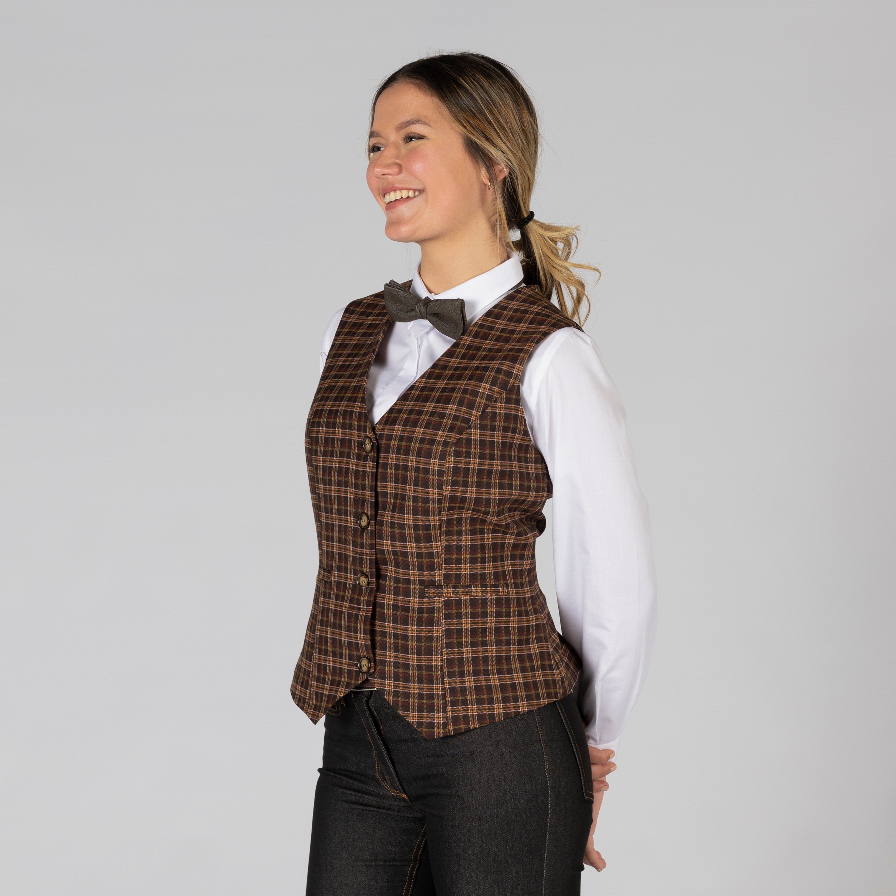GARY'S Welsh gilet femme tailleur marron laine