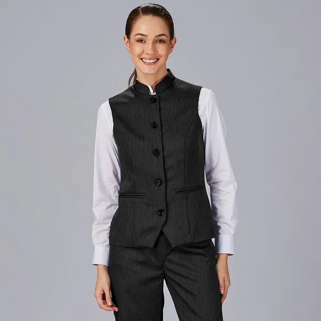 GARY'S Carrasco gilet femme noir col mao stretch