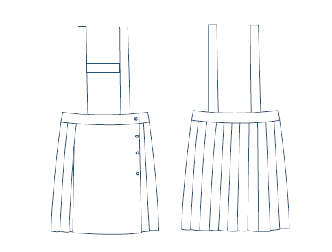 Gary's Pinafores Pleated Pinafore Dress robe chasuble bleu marine