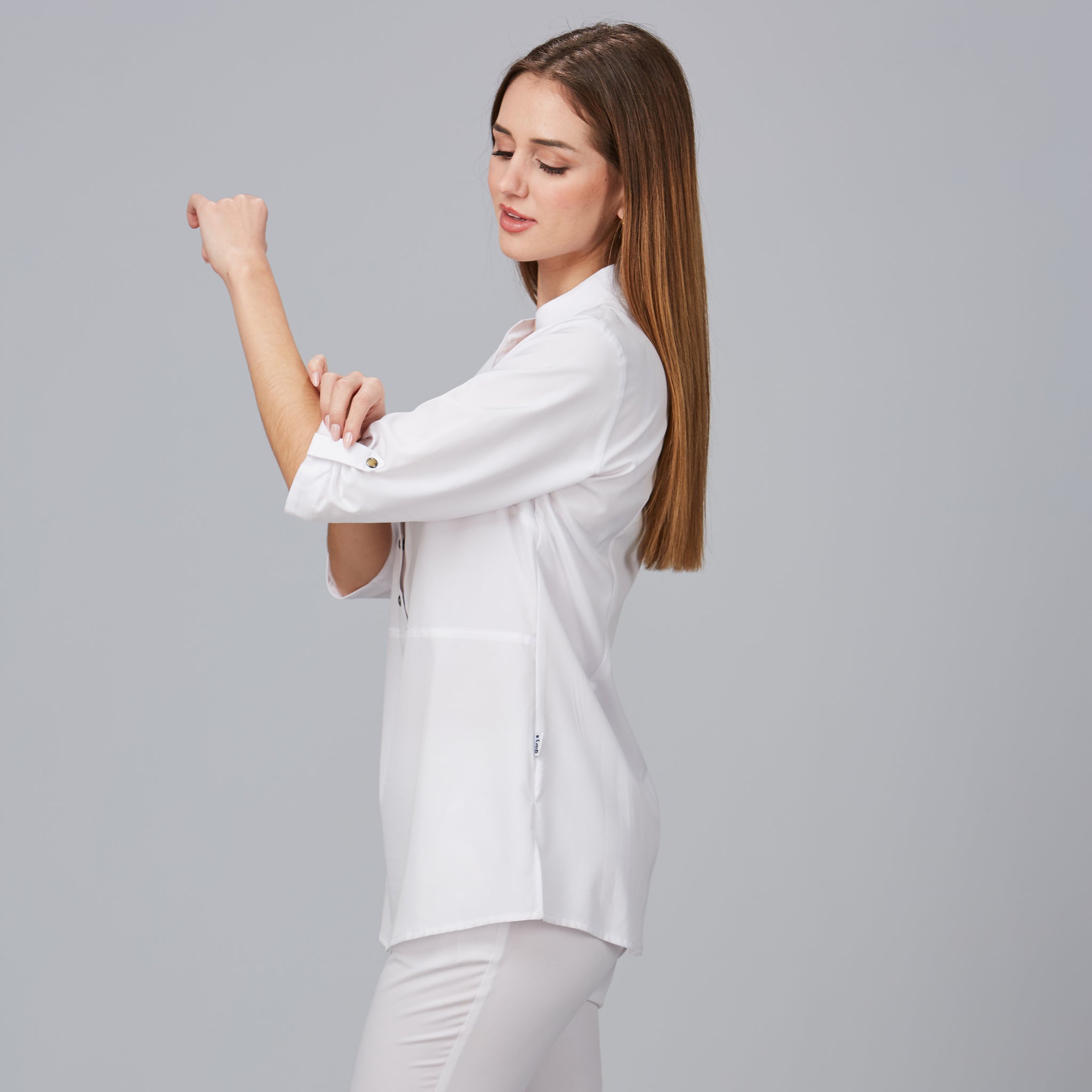 Gary's Vinca blouse travail femme col mao noir manches courtes