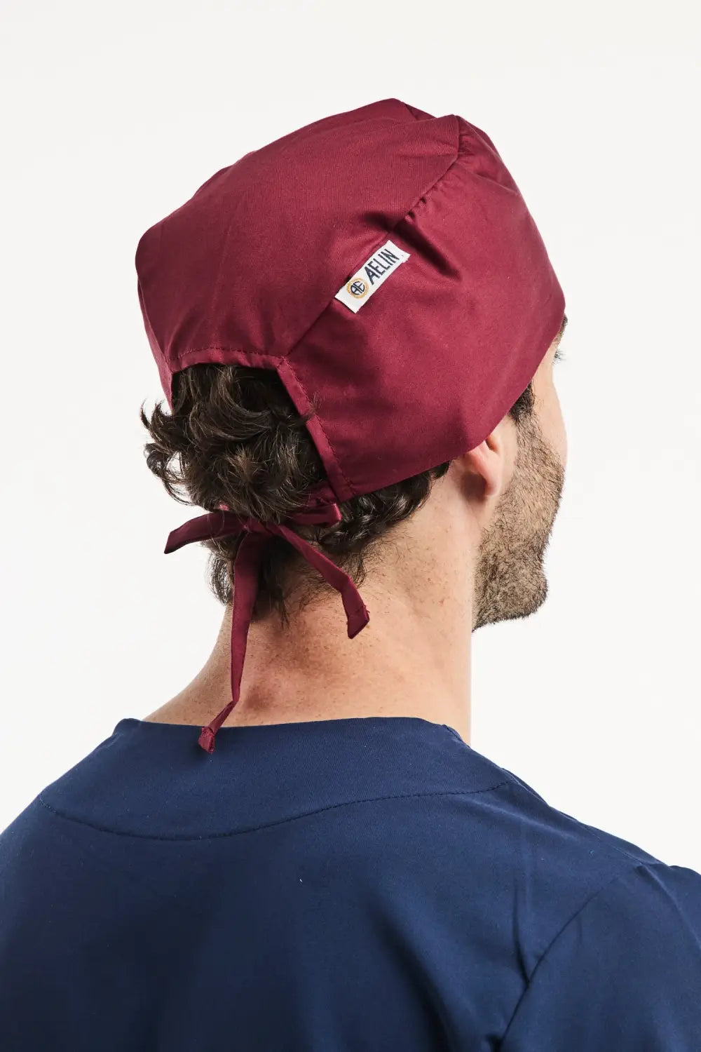 Aelin Paris calot médical coton bordeaux cheveux courts