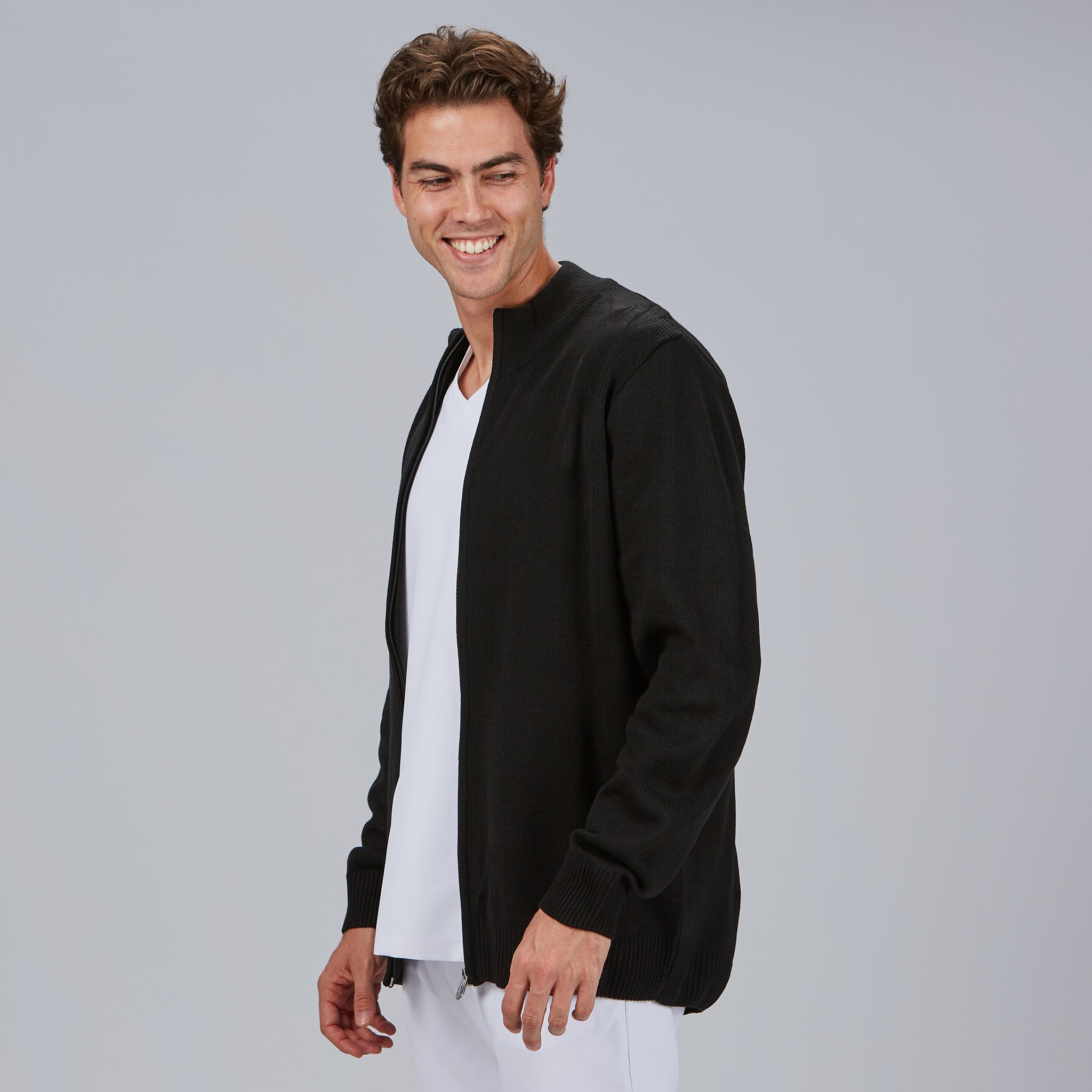 GARY'S Cardigan homme zip noir grosse maille