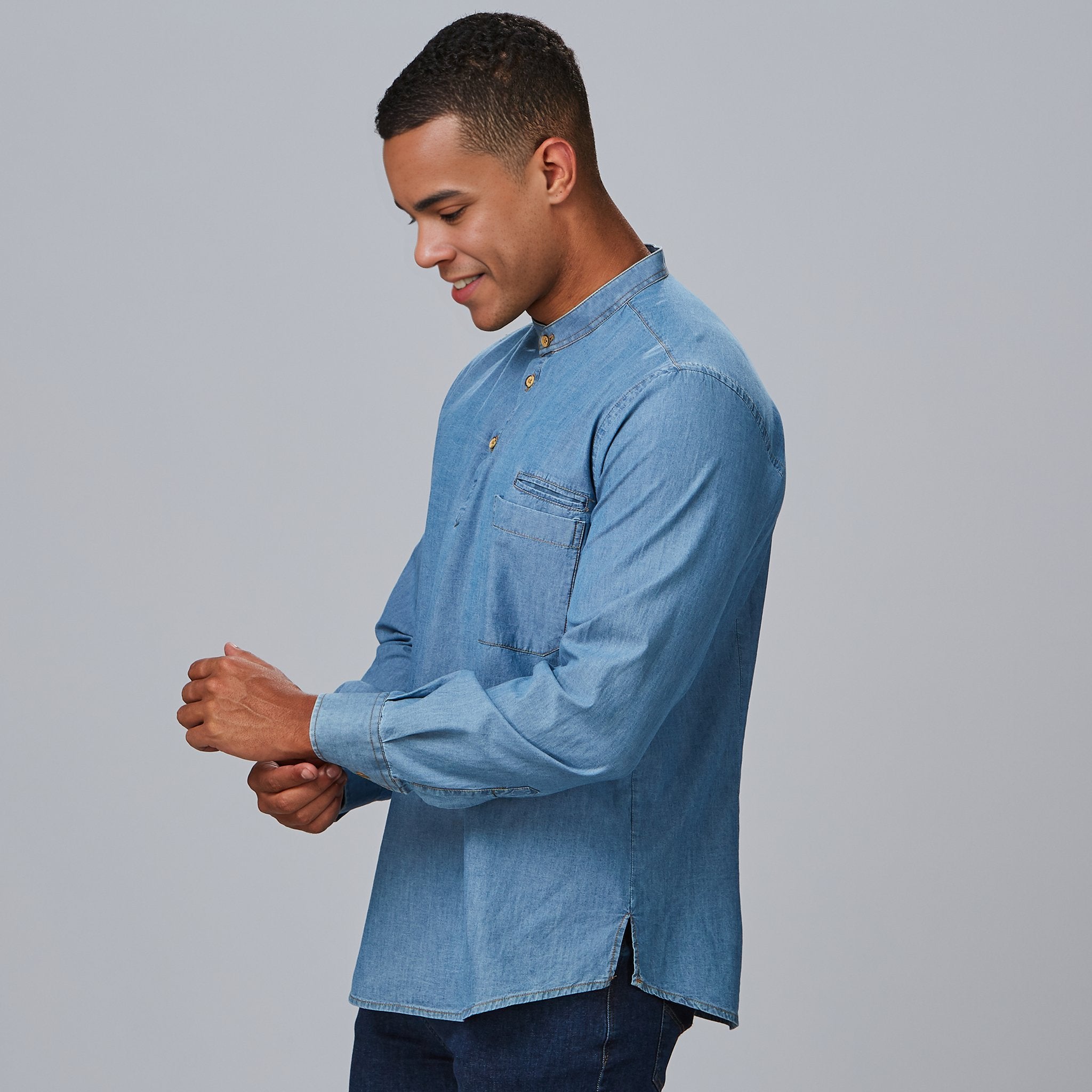GARY'S Romeo chemise homme slim jean indigo lavé
