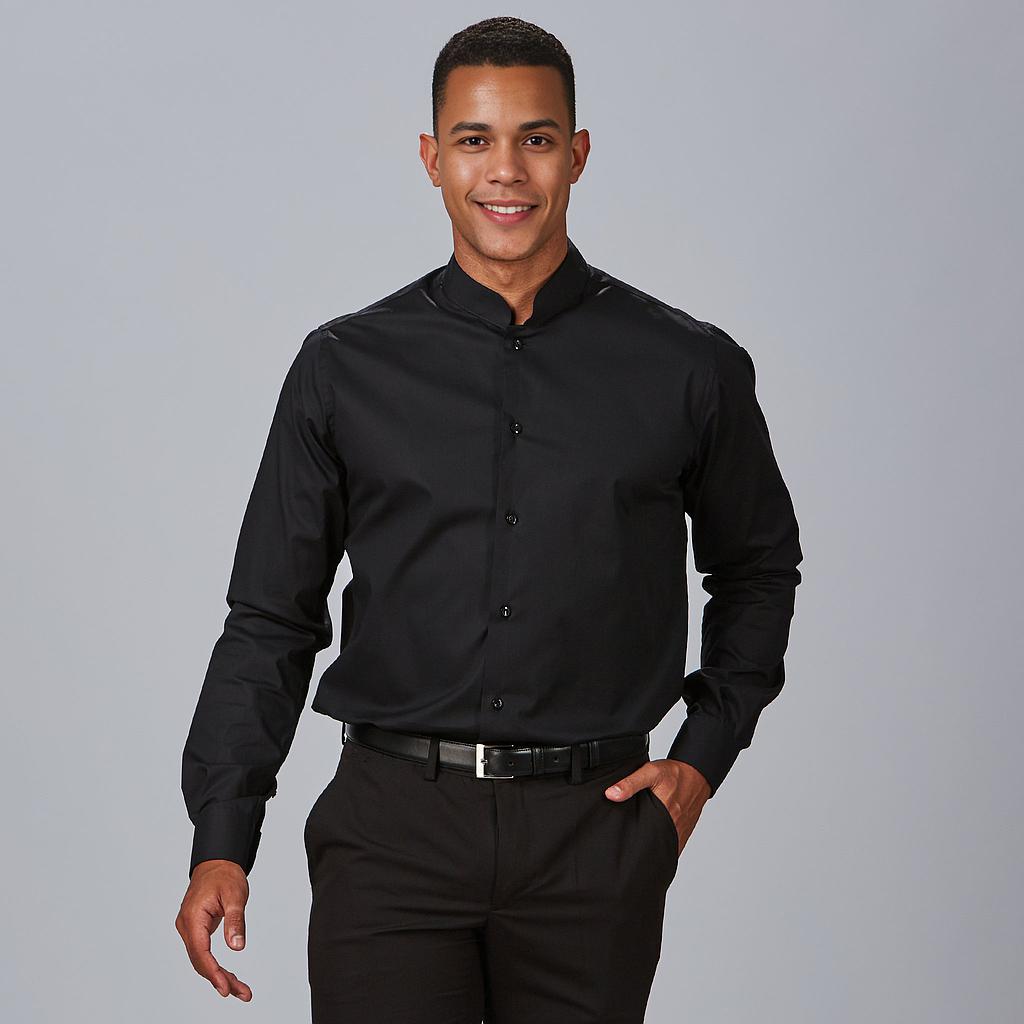 Gary's Shirts 260005 chemise homme Mao noire slim