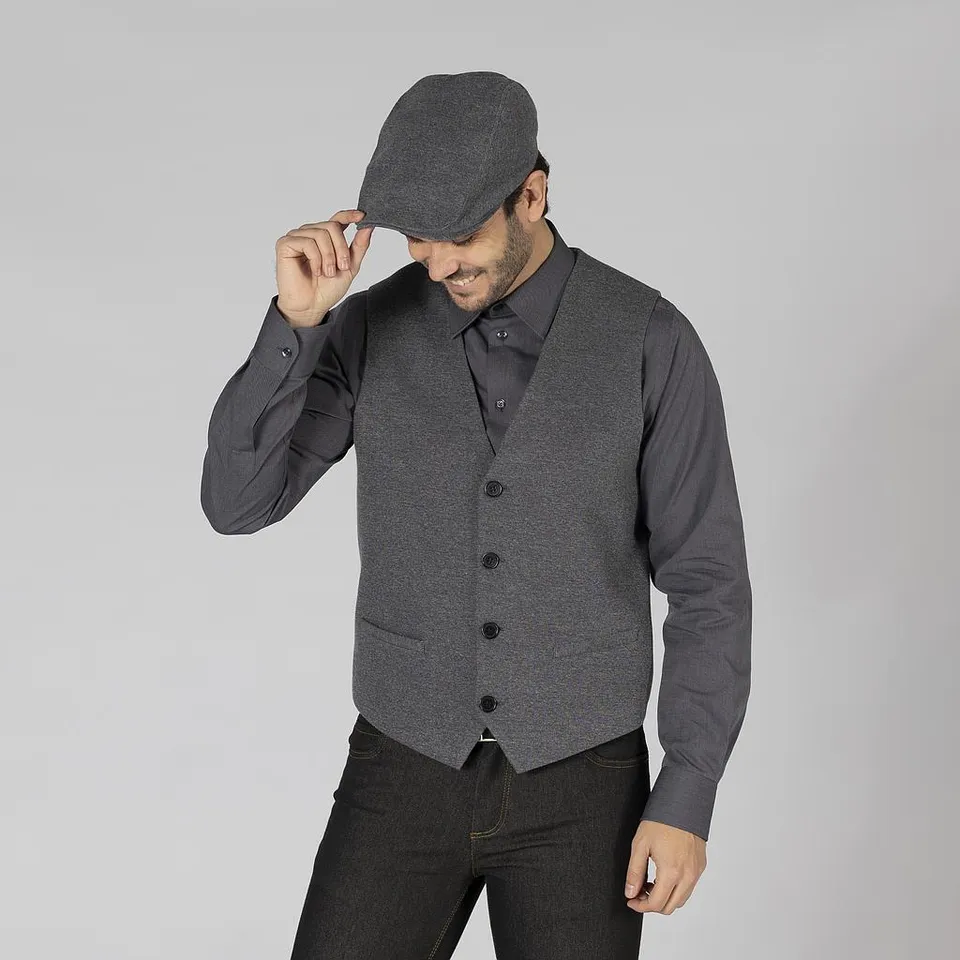 GARY'S Gilet Homme Gris Marengo Laine