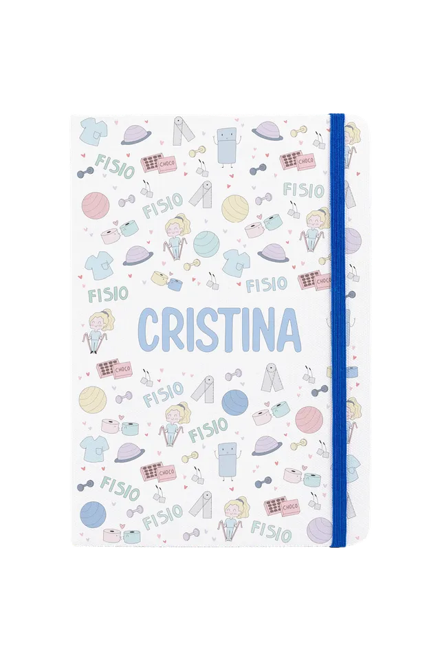 Enfermania Fisio Pastel carnet A5 ligné élastique bleu