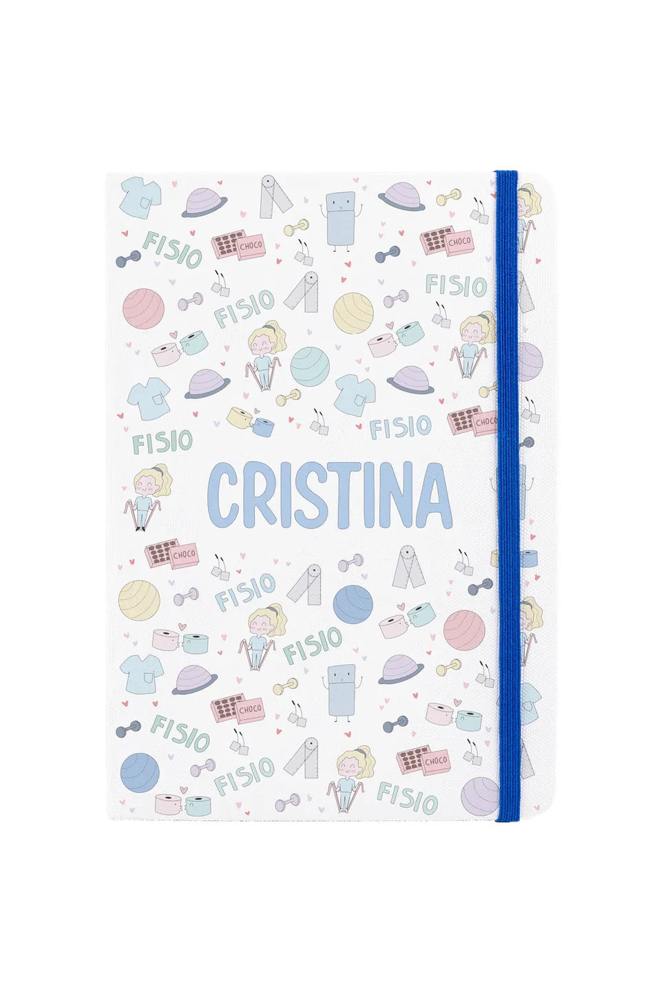 Enfermania Fisio Pastel carnet A5 ligné élastique bleu