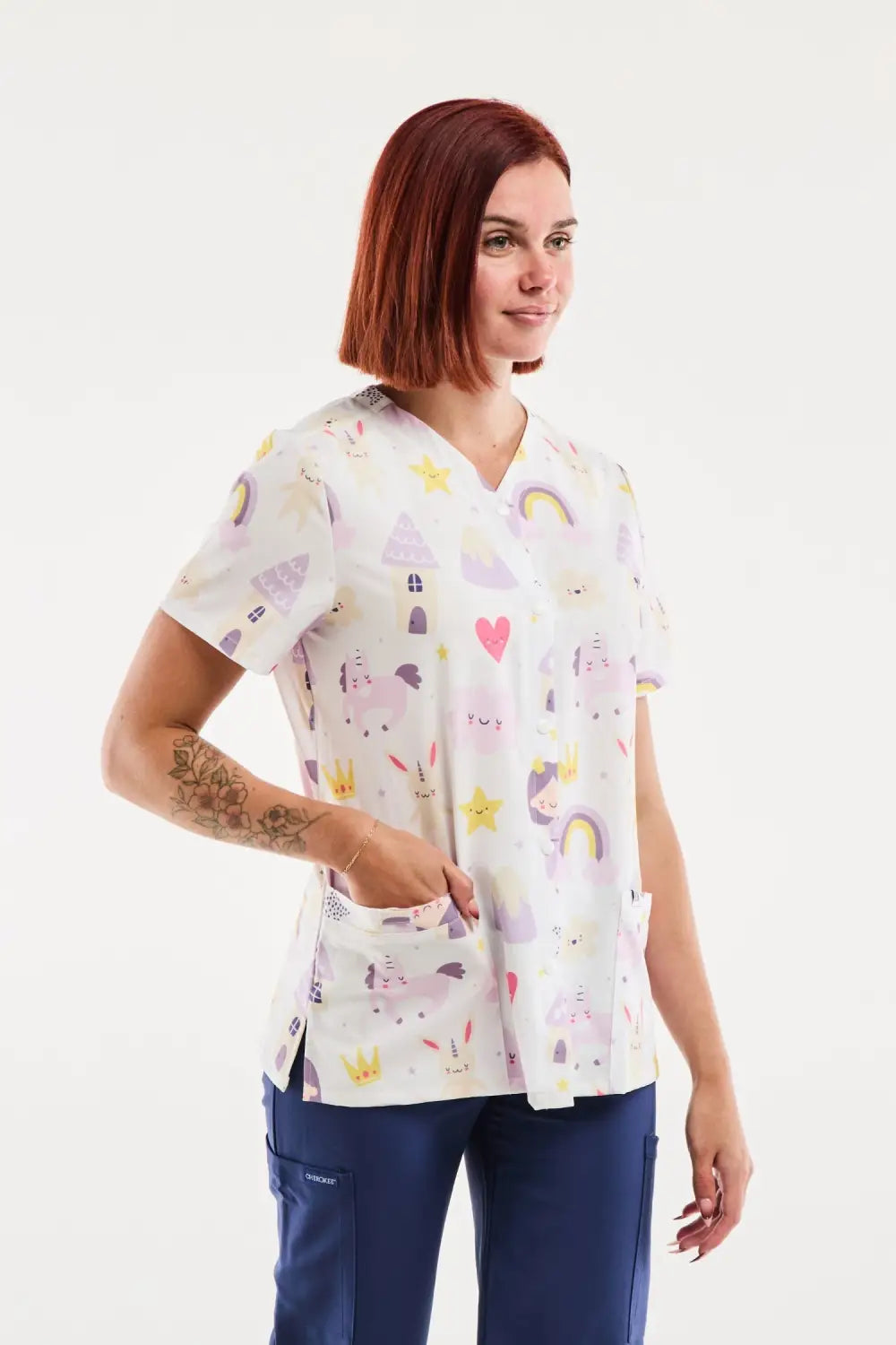 Aelin Serena blouse médicale femme licornes stretch