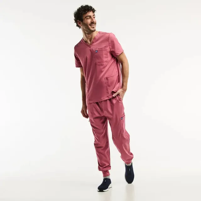 Aelin LUCA Jogger tenue médicale homme rose 2 pièces