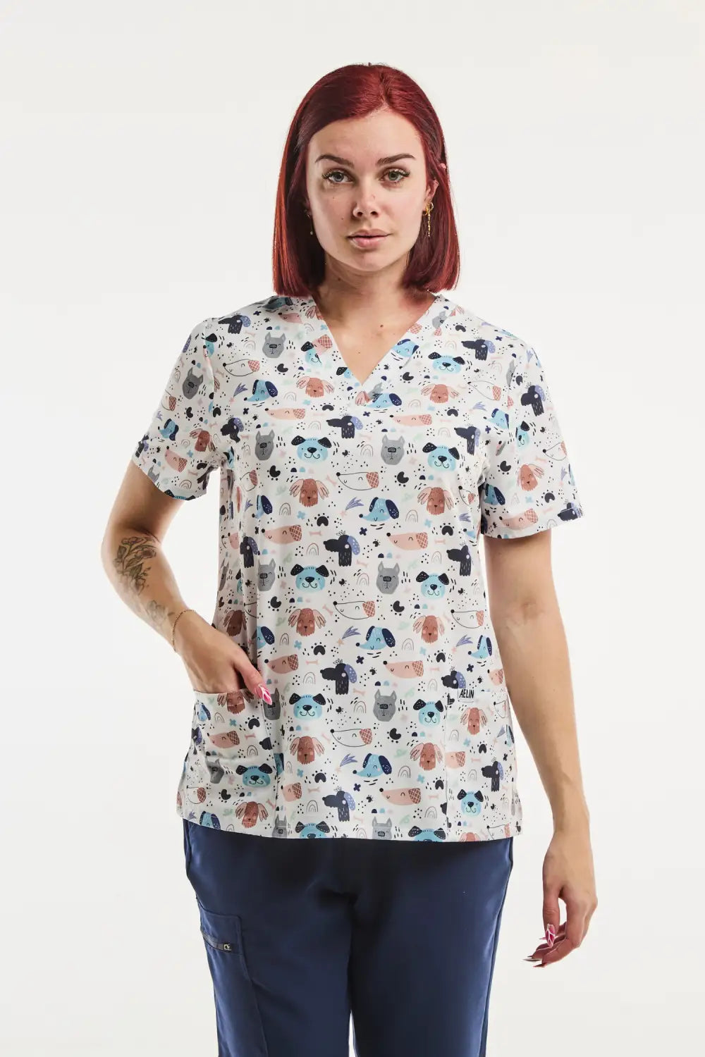 Aelin Paris Tunique Médicale Femme Toutou Love Stretch