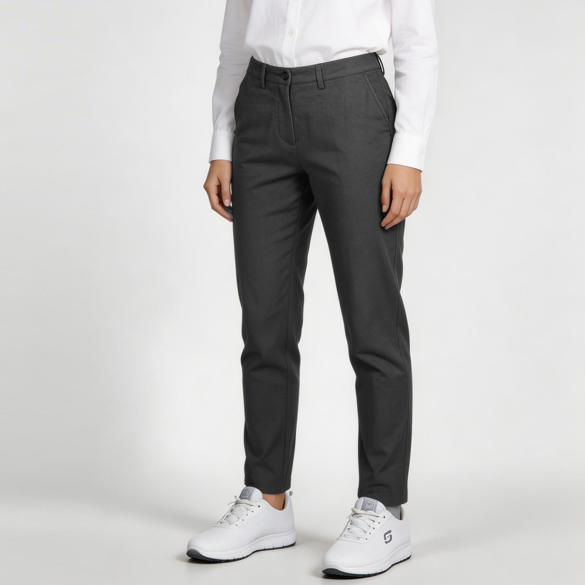 GARY'S Chino Pantalon de travail femme noir coton stretch