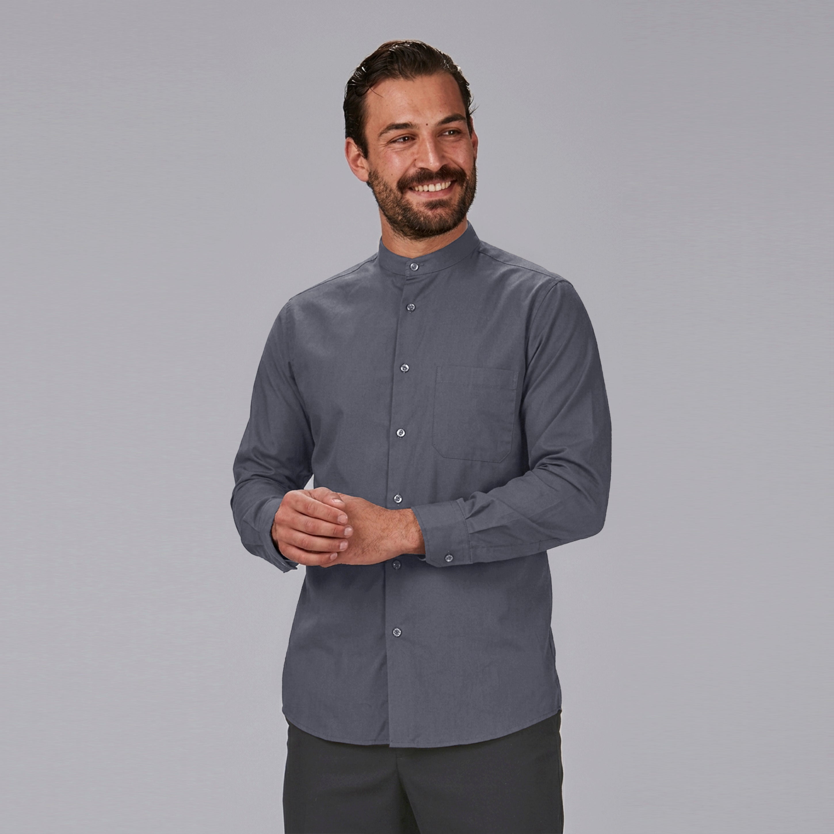 Gary's Mao chemise homme noire manches longues