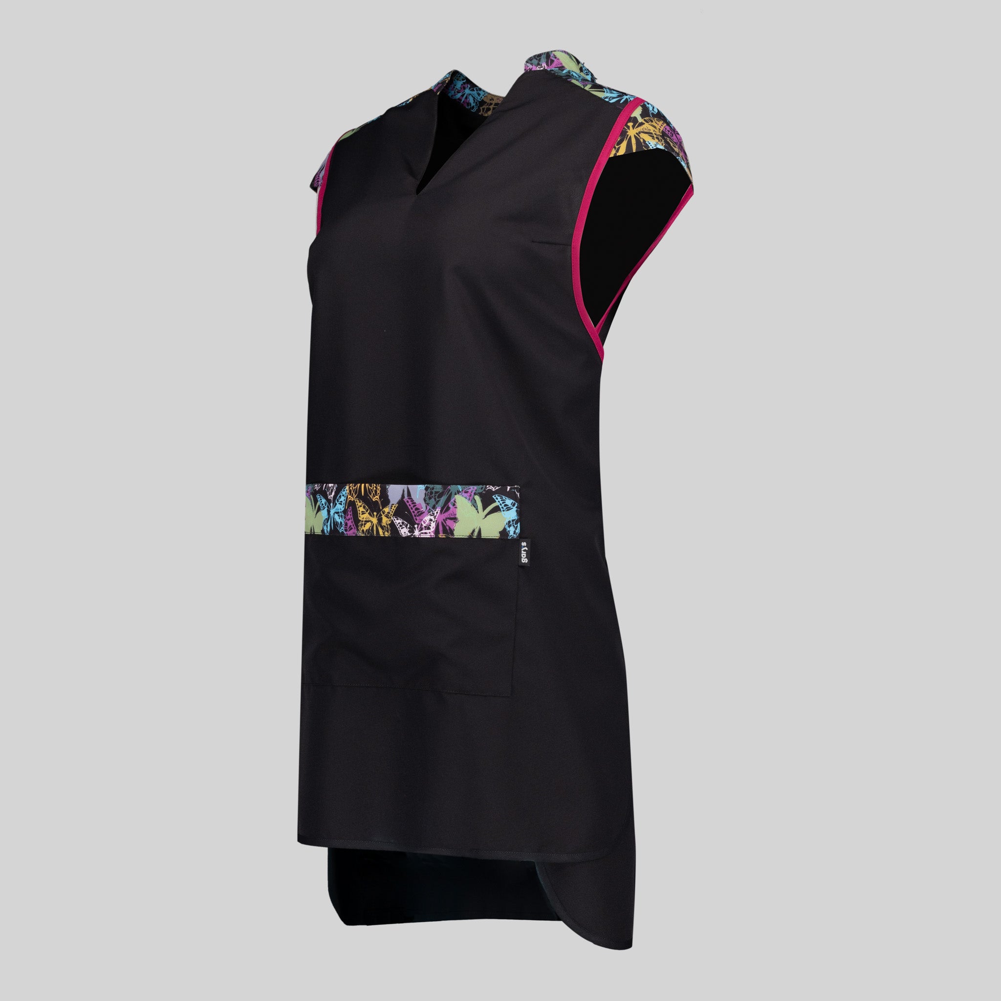 GARY'S Borboleta tunique esthétique noire col mao