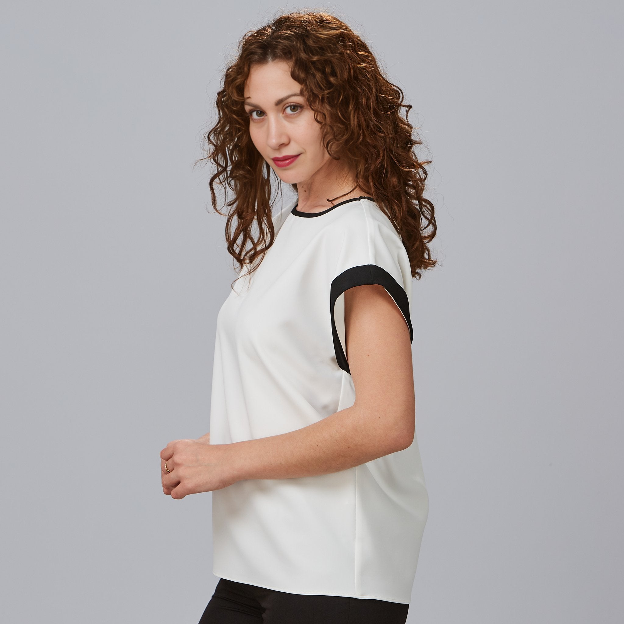 Gary's blouse travail femme blanche crêpe manches courtes