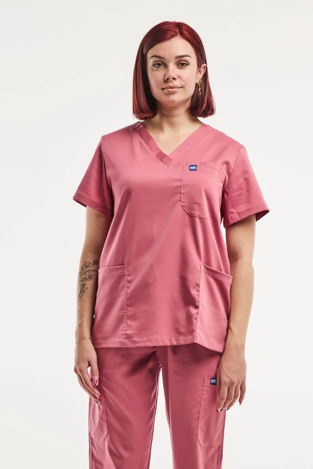 Aelin EMMA Tunique médicale femme Rose col V poches