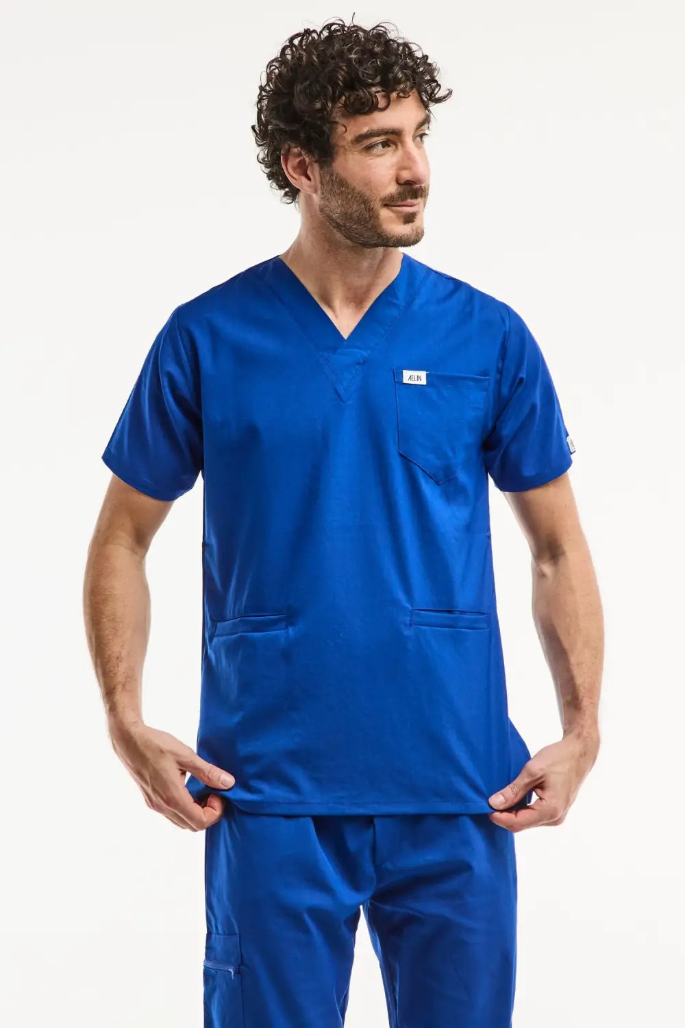 Aelin LUCA Tunique médicale homme bleu royal col V