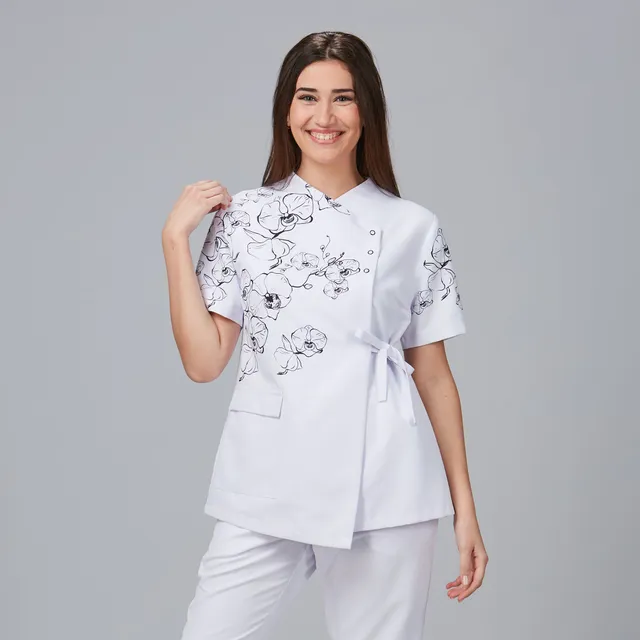 Gary's Shirts Alhelí blouse croisée femme blanche coiffure