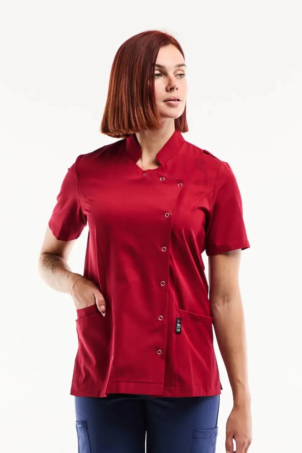 Aelin Aurelia blouse médicale femme bordeaux stretch