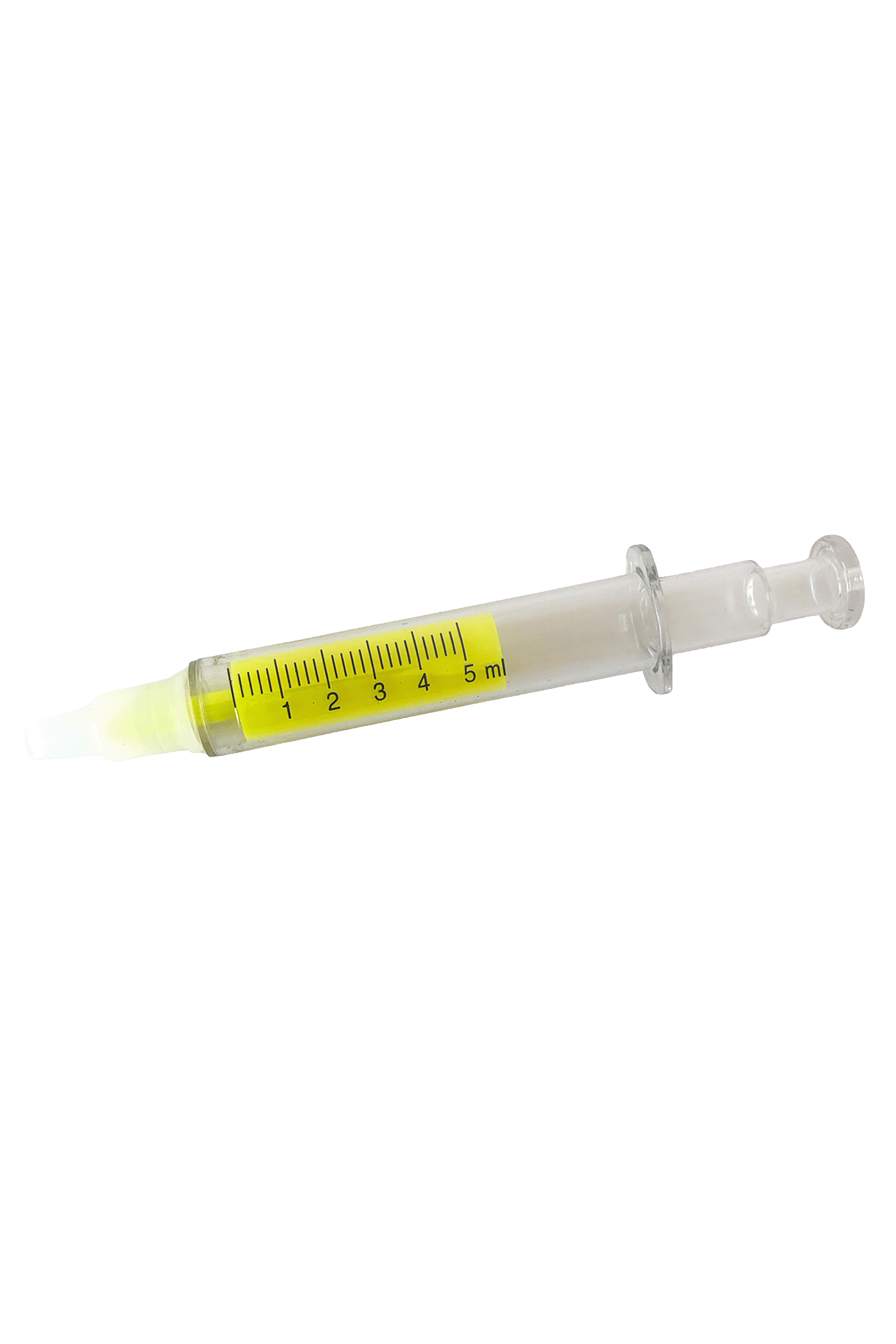 Enfermania surligneur seringue fluo gros jaune pointe biseautée