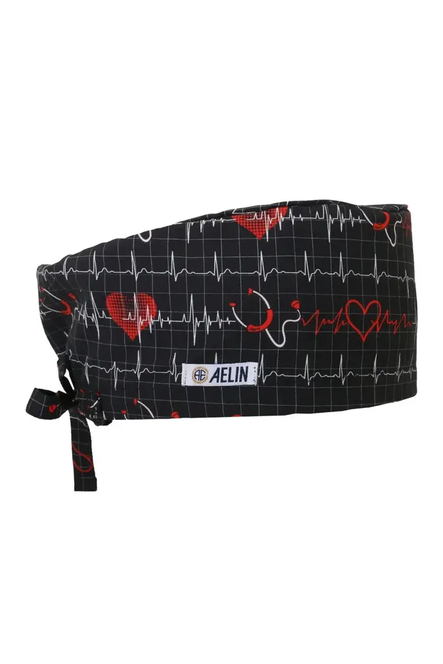 Aelin Paris calot chirurgical couvrant noir stéthoscope coton