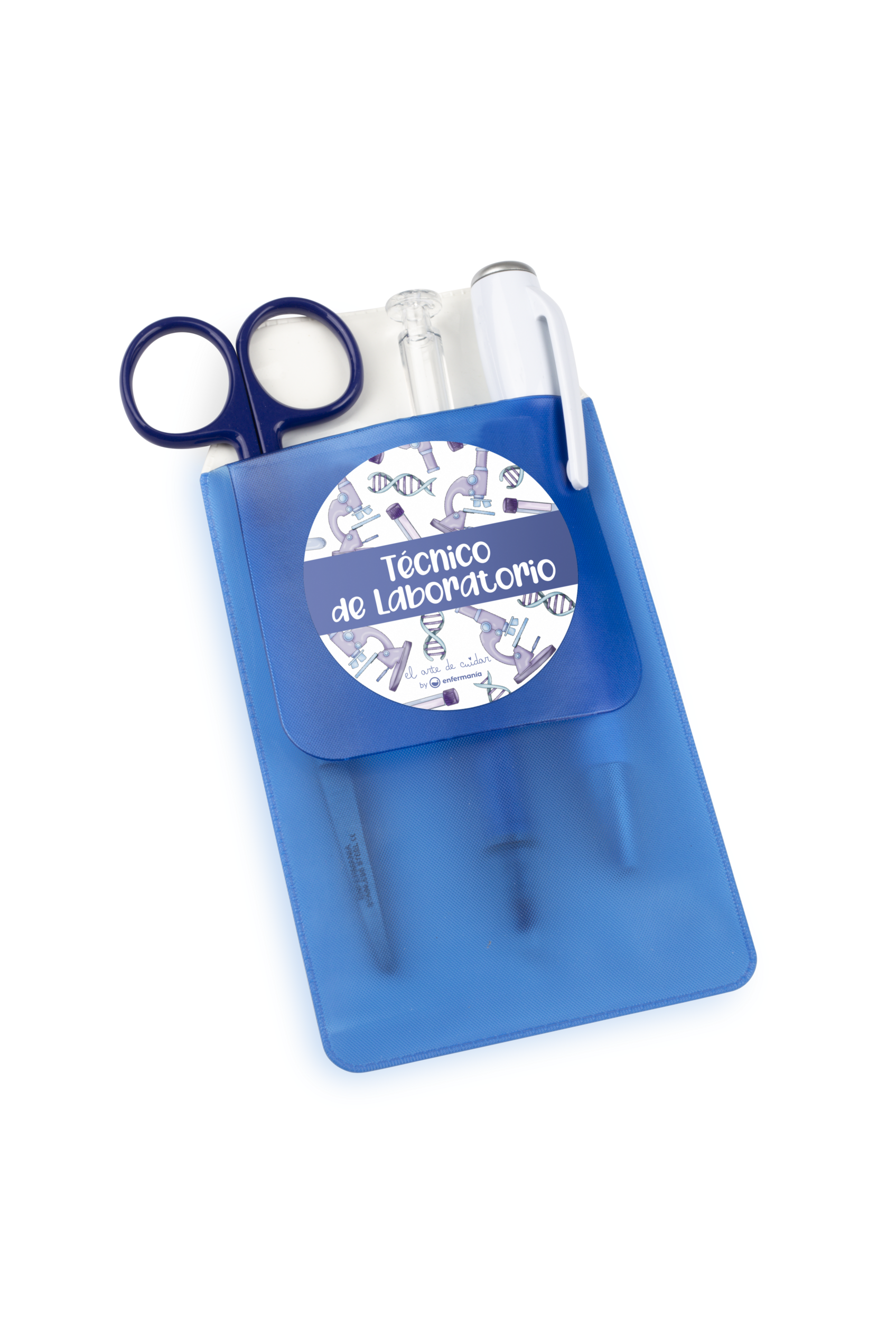 Enfermania protège-poche stylos labo bleu plastique
