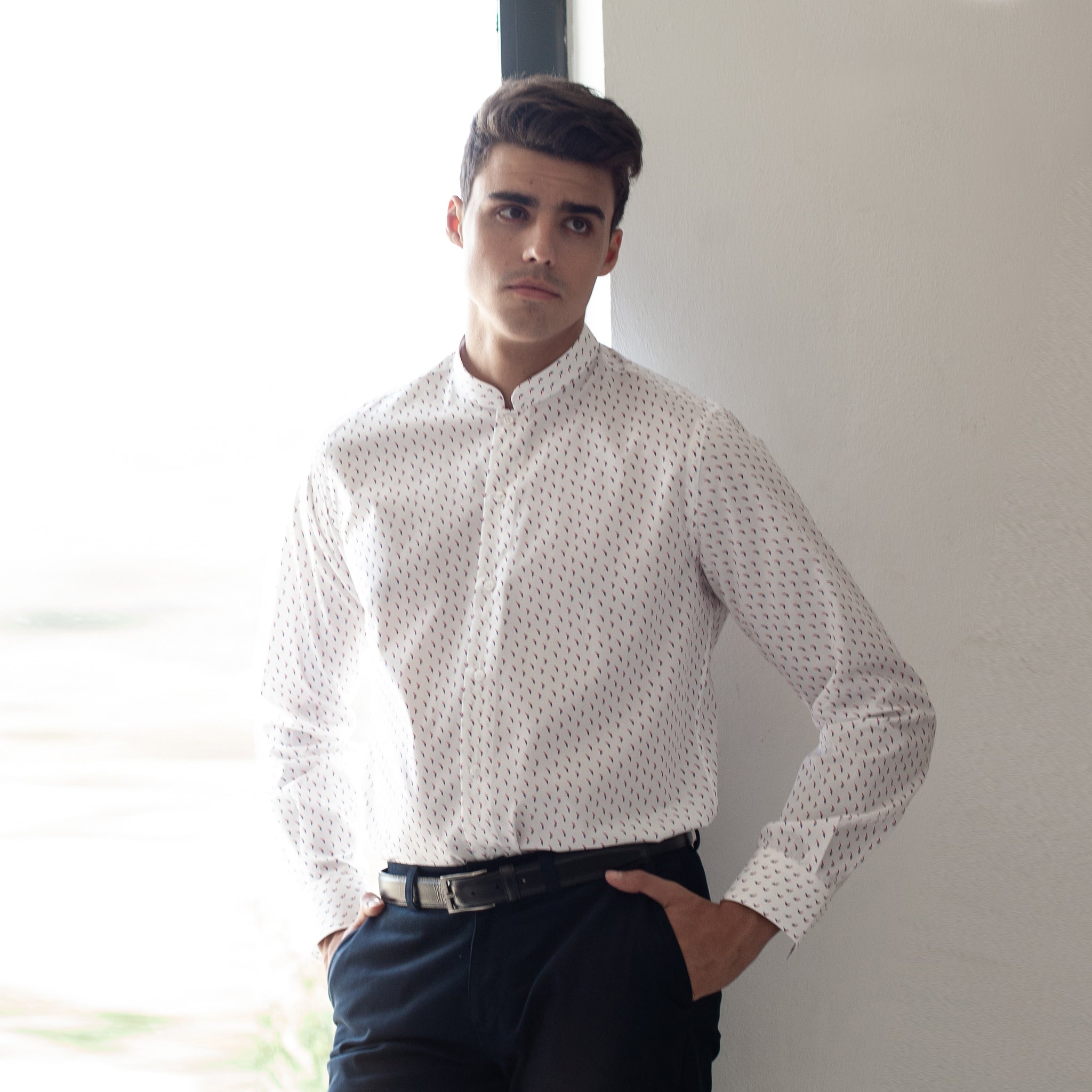 GARY'S Fiore chemise homme slim marine mouette