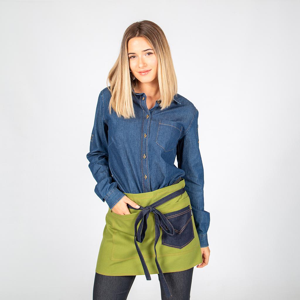 Gary's tablier court denim indigo 40x69 olive albero