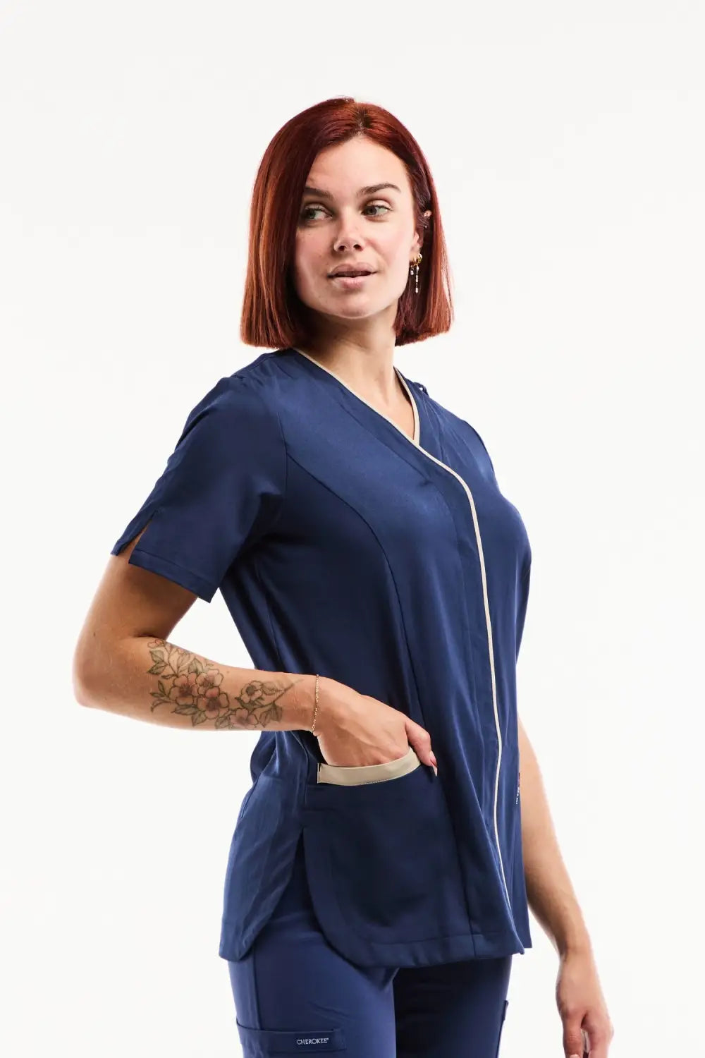 Aelin Serena Blouse Médicale Femme Bleu Marine Stretch