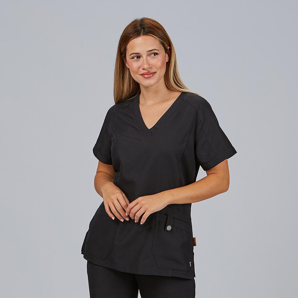GARY'S Raquel blouse femme noire col V 4 poches