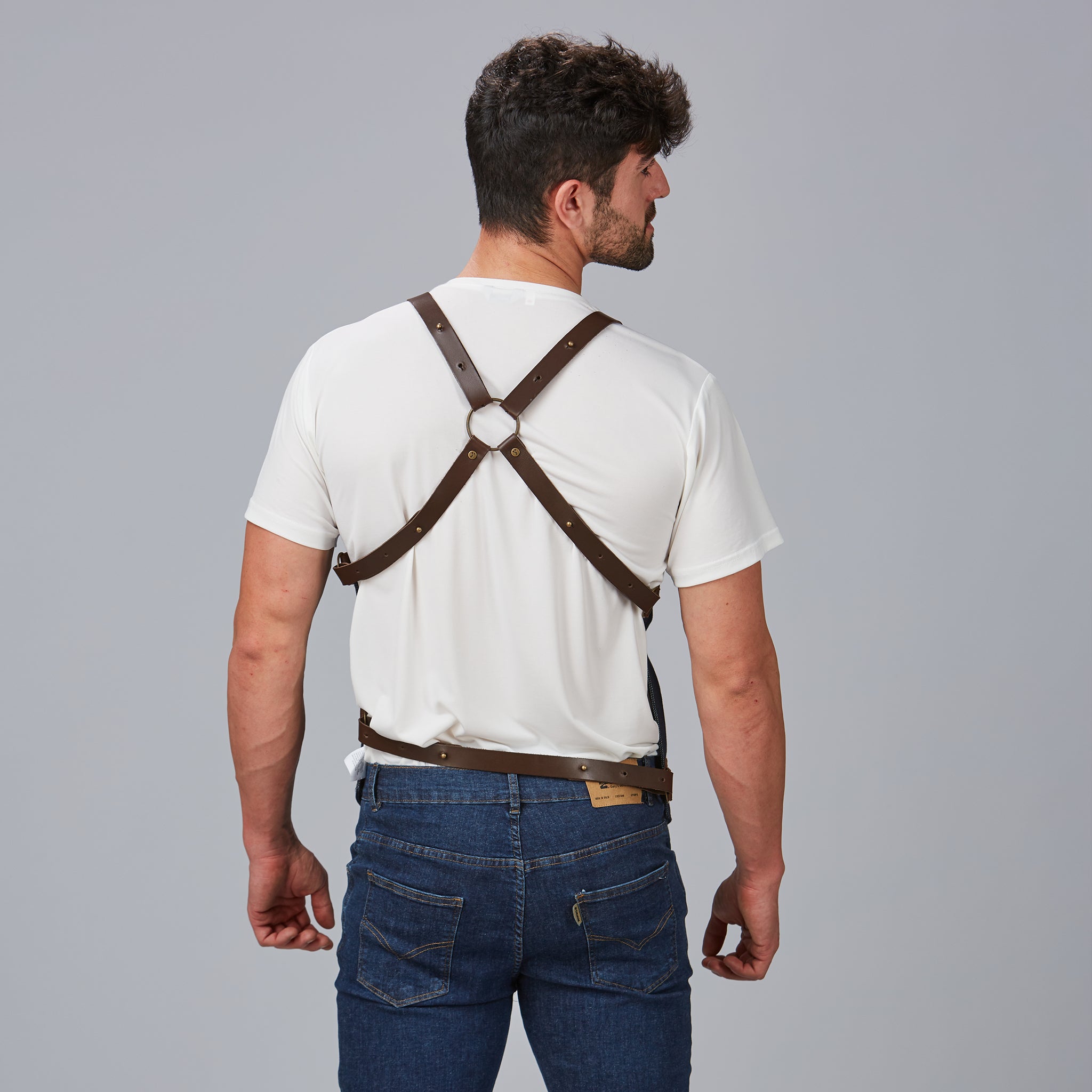 GARY'S Kurume Gilet de Travail Marine - Denim et Cuir