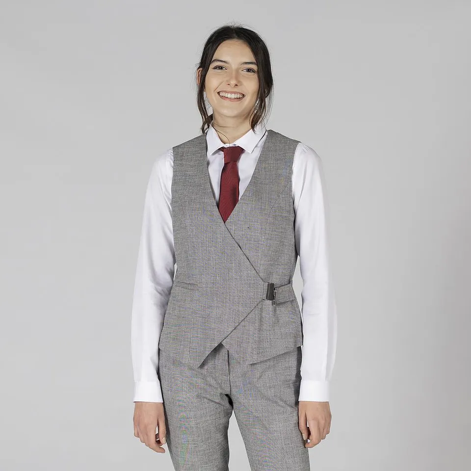 Gary's Cheviot Gilet de Travail Femme Gris Boucle