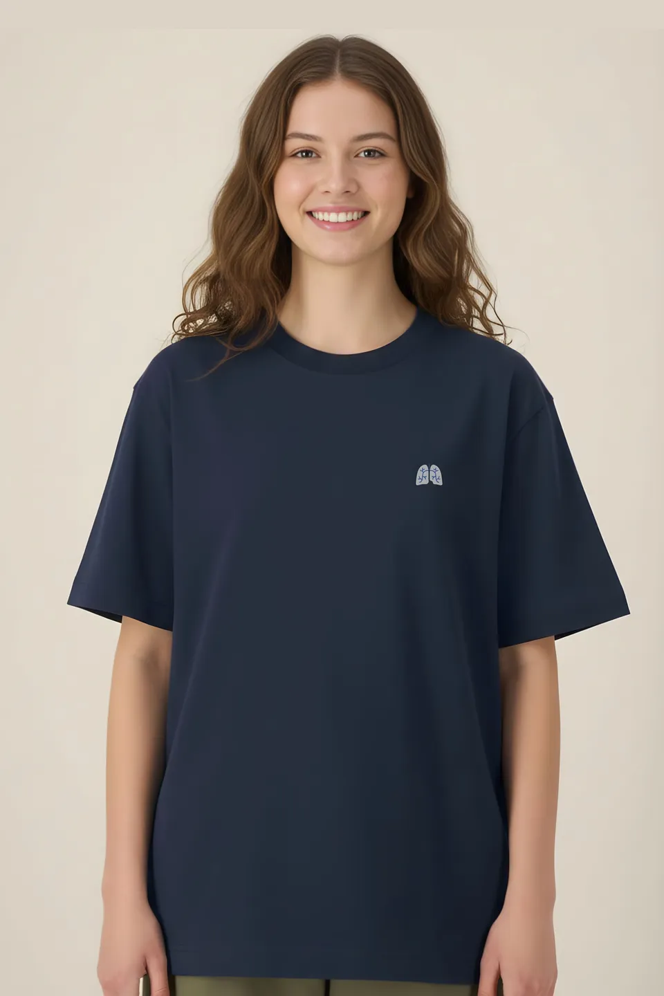Aelin Slimfit NEW T-shirt heavy coton pneumologie bleu marine