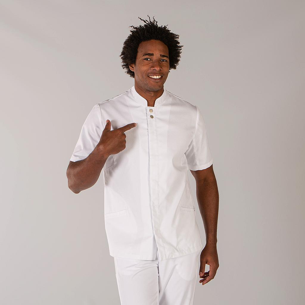 Gary's Blouses Adan blouse homme blanche col mao manches courtes