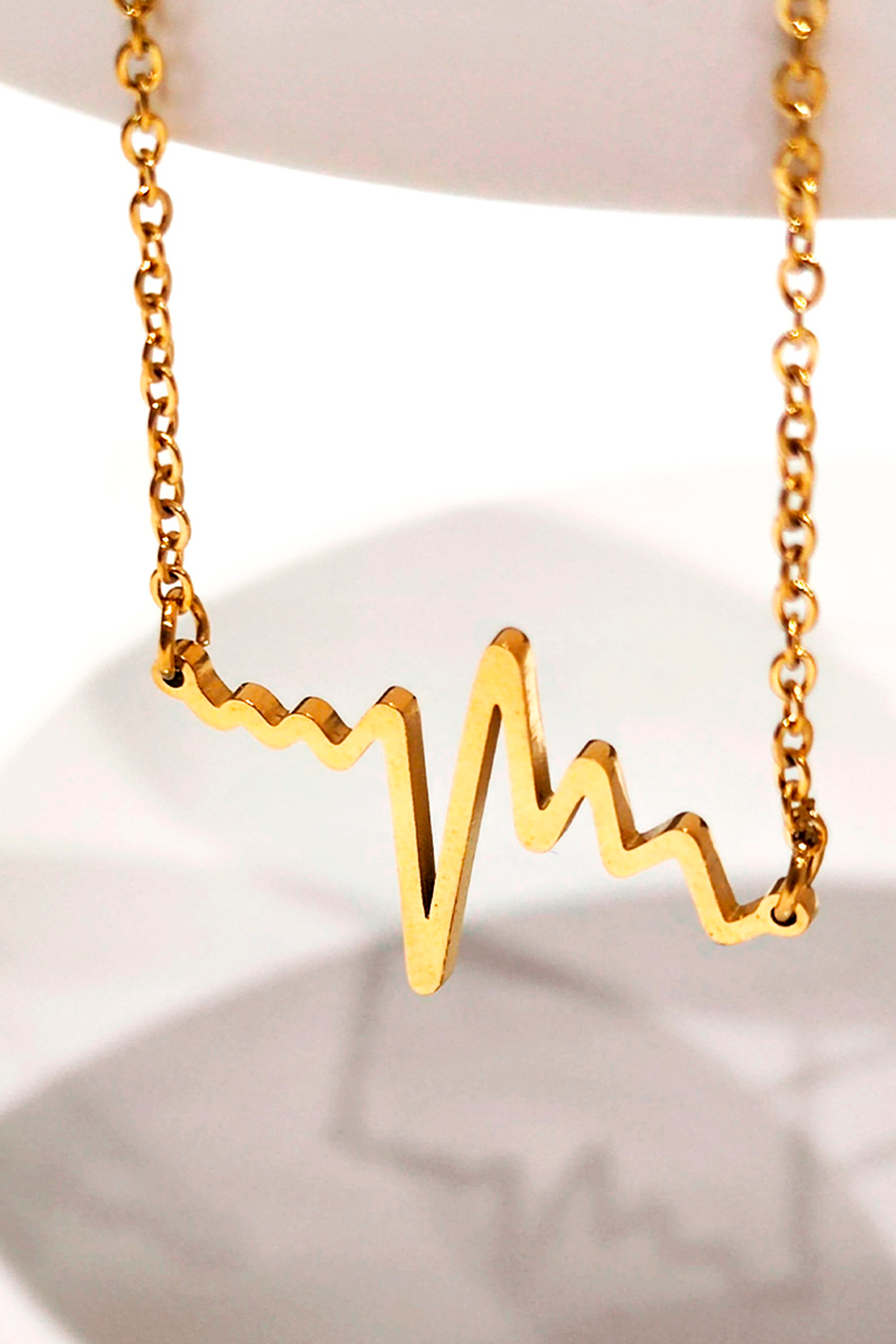 Enfermania Collier battement cœur doré acier 45 cm