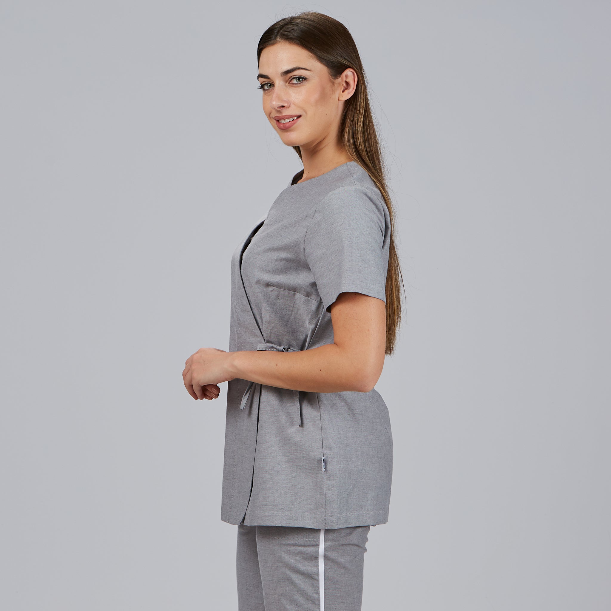 GARY'S Camila blouse médicale femme gris perle col V oxford
