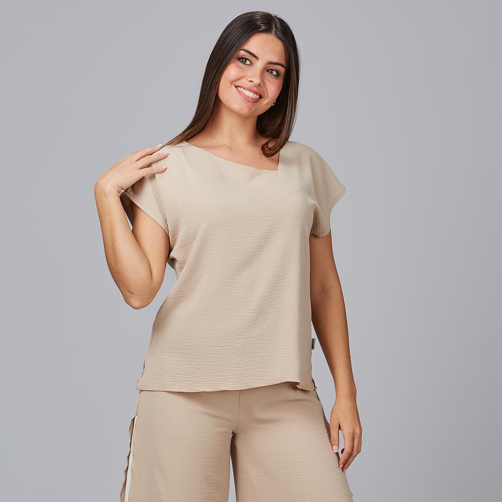 GARY'S Jara blouse femme beige col V polyester