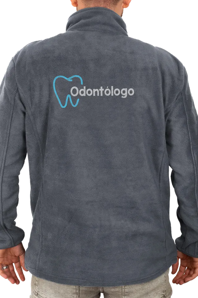 Enfermania Ropa polaire homme dentiste gris brodé