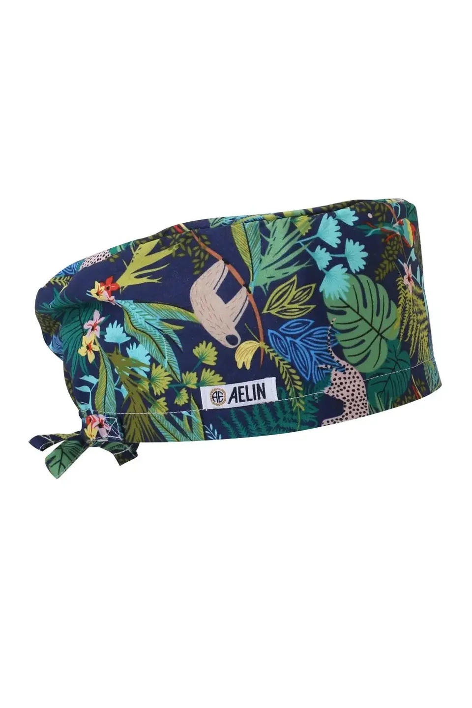 Aelin Paris Calot Chirurgical Bleu Marine Feuilles Couvrant