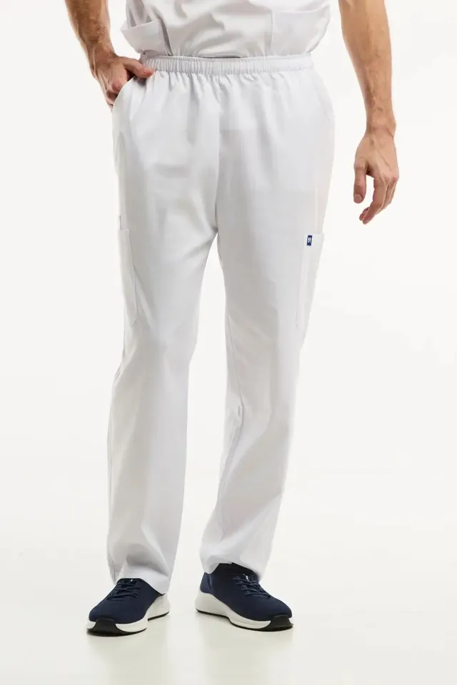 Aelin LUCA Pantalon médical homme blanc stretch