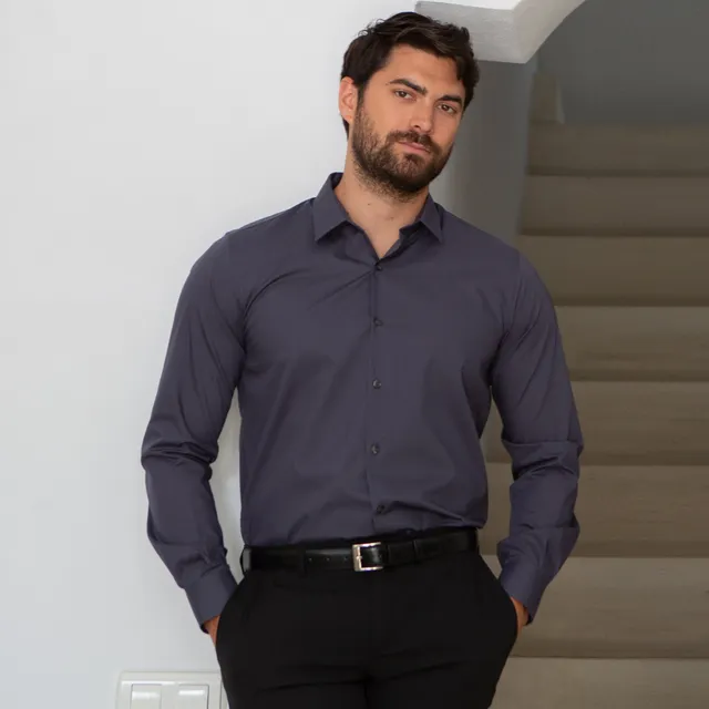 Gary's Neri chemise homme slim popeline noire