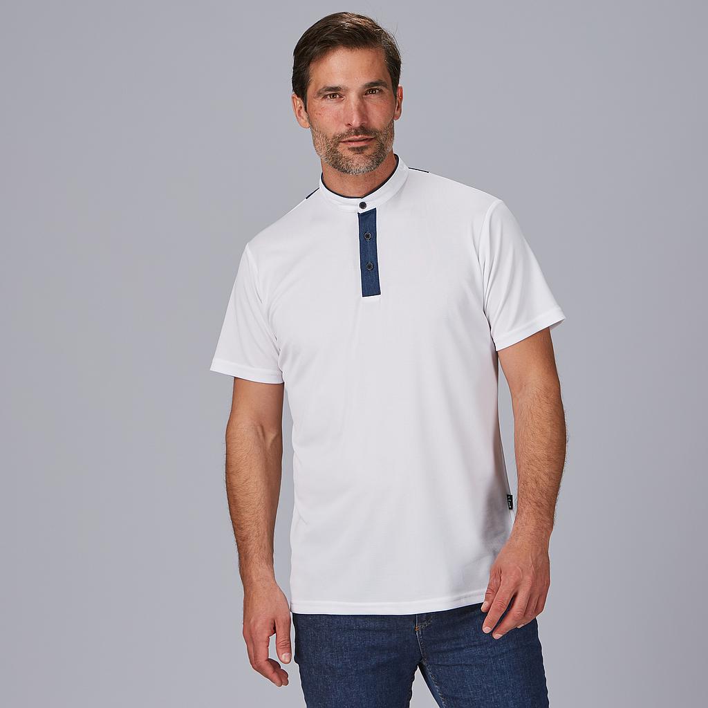 GARY'S Polo Shirts Grandad Collar Unwashed Denim polo noir L