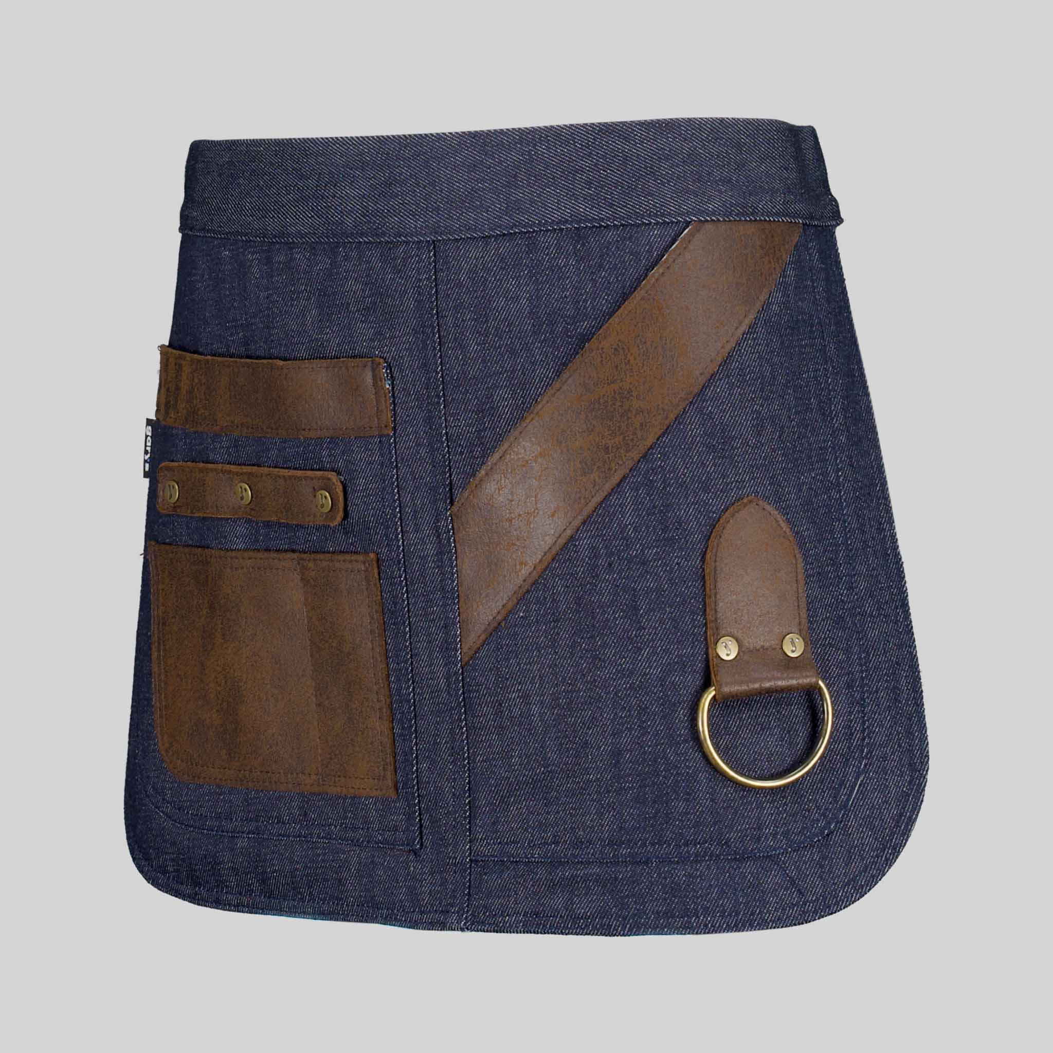 Gary's Aprons tablier court jean cuir 30x42 marine UD