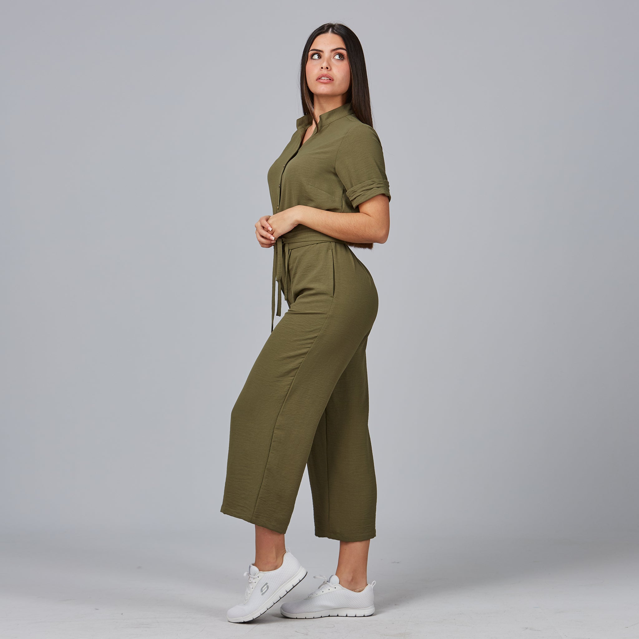 Gary's Bambula combinaison femme beige manches courtes
