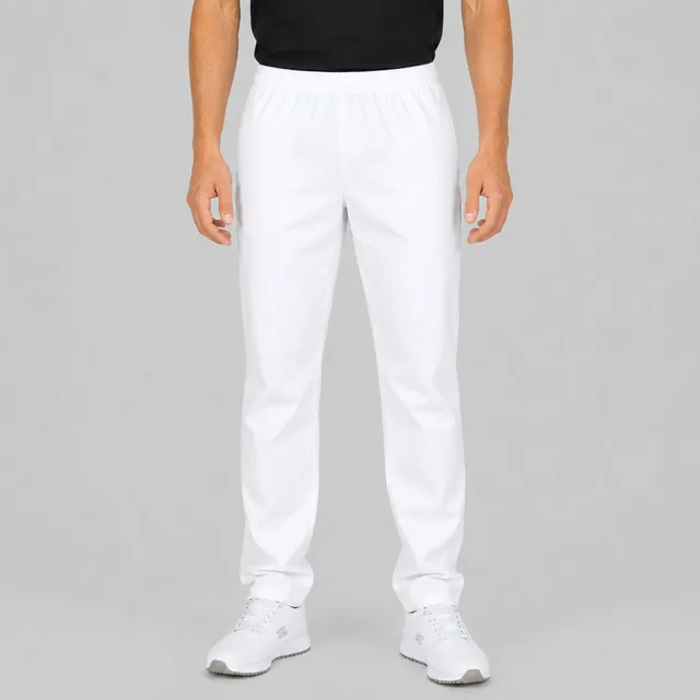 GARY'S Twill pantalon unisexe blanc taille élastique coton