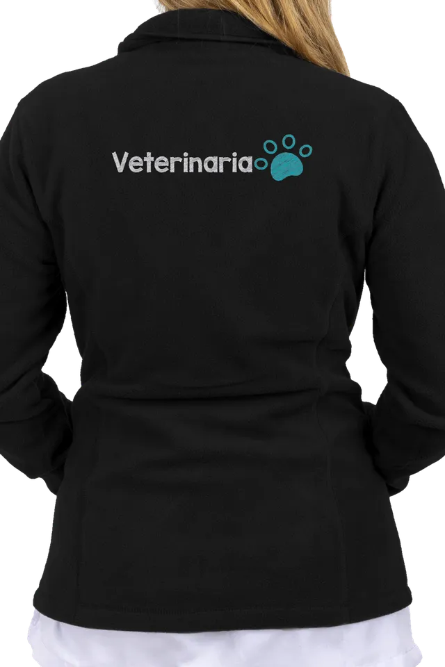 Enfermania Ropa Veterinario veste polaire femme noire brodée