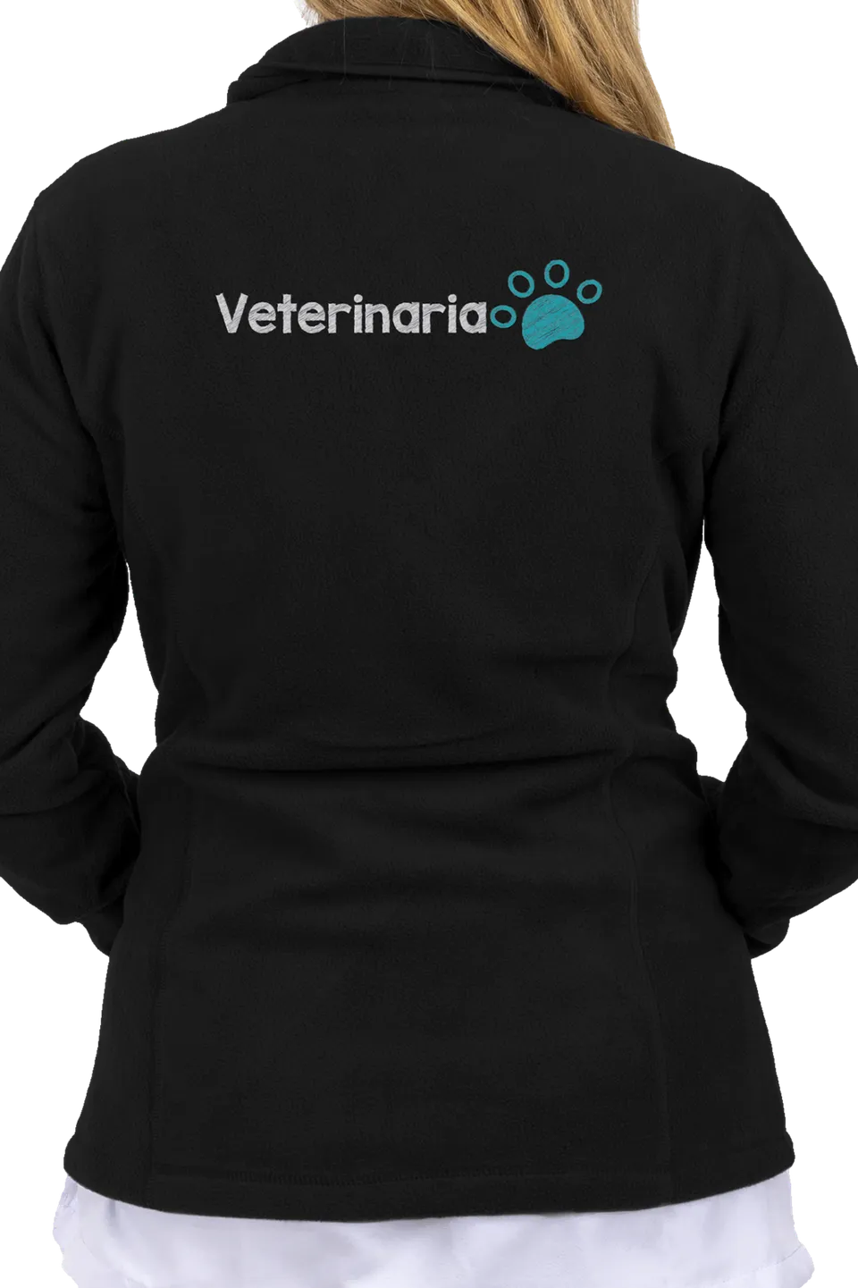 Enfermania Ropa Veterinario veste polaire femme noire brodée