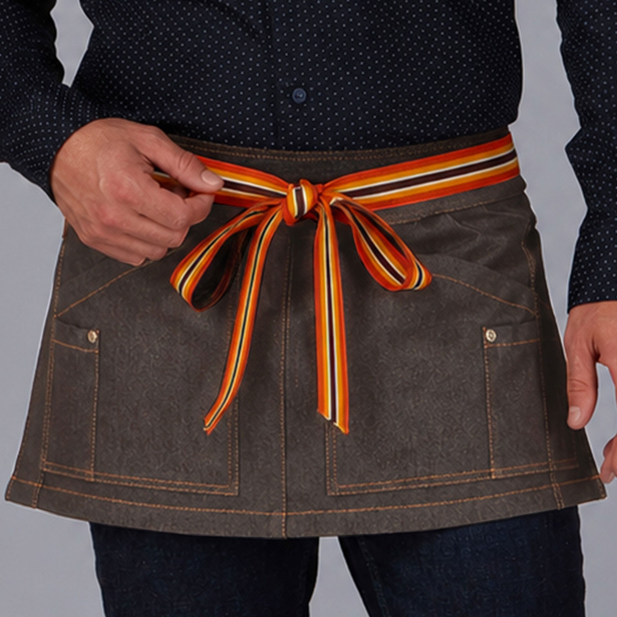 GARY'S Herringbone ceinture tablier 30 mm orange pression