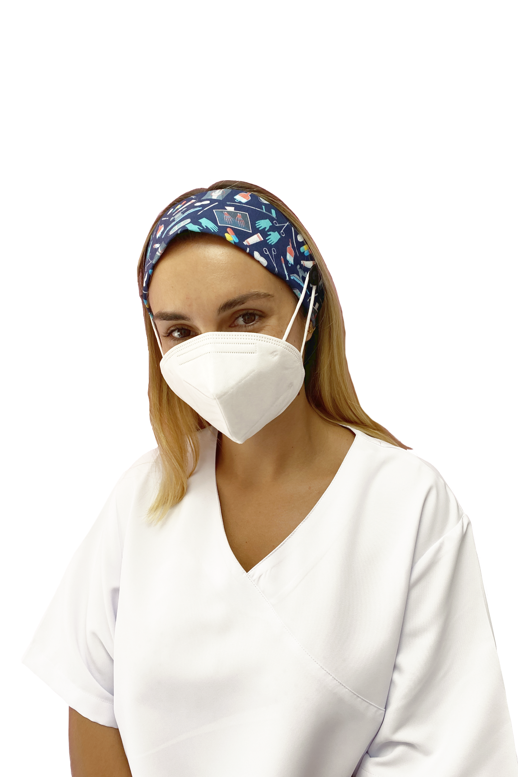 Enfermania Accesorios bandeau à boutons coton imprimé